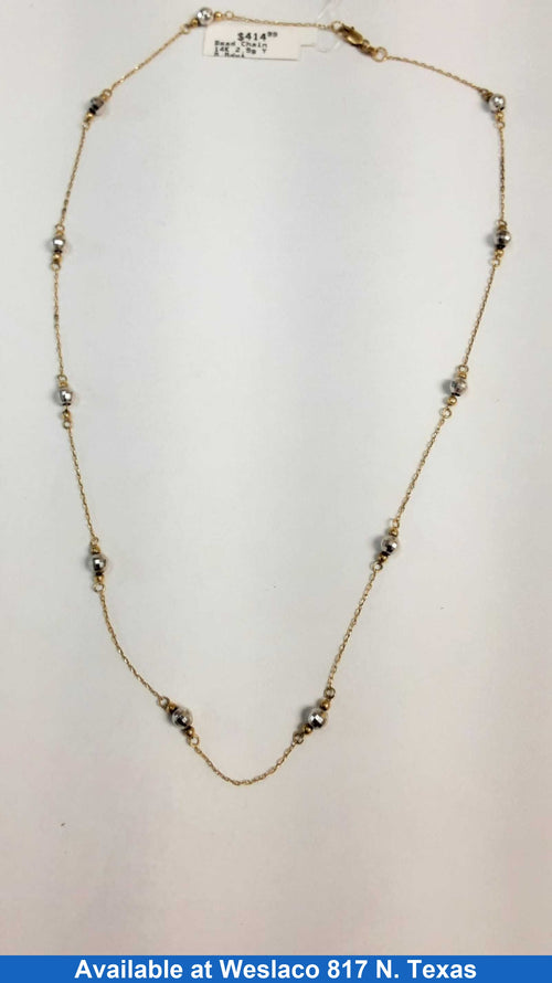 Bead Chain - Yellow Gold 14k (.585) 2.9 grams 16 inch