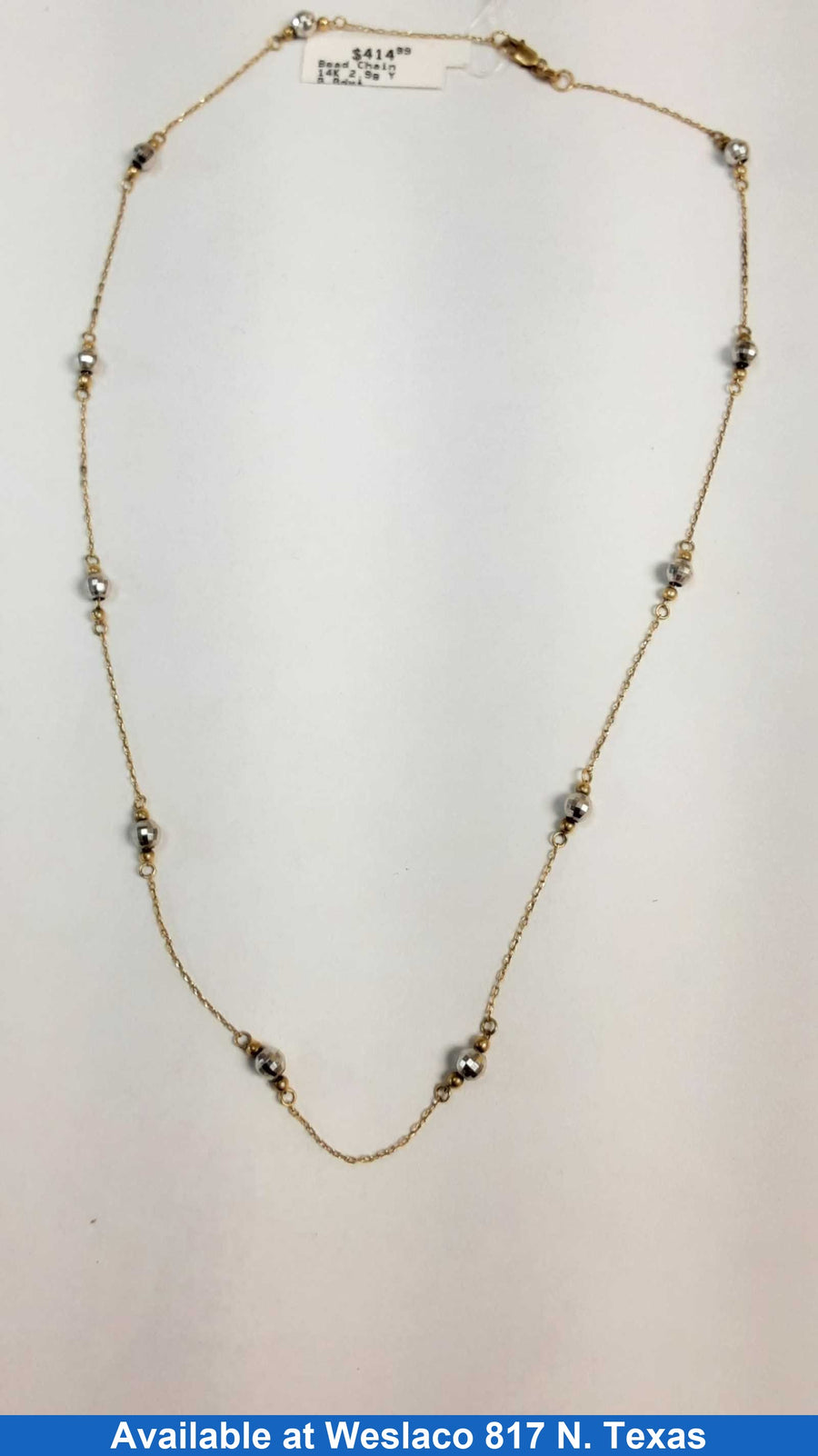 Bead Chain - Yellow Gold 14k (.585) 2.9 grams 16 inch
