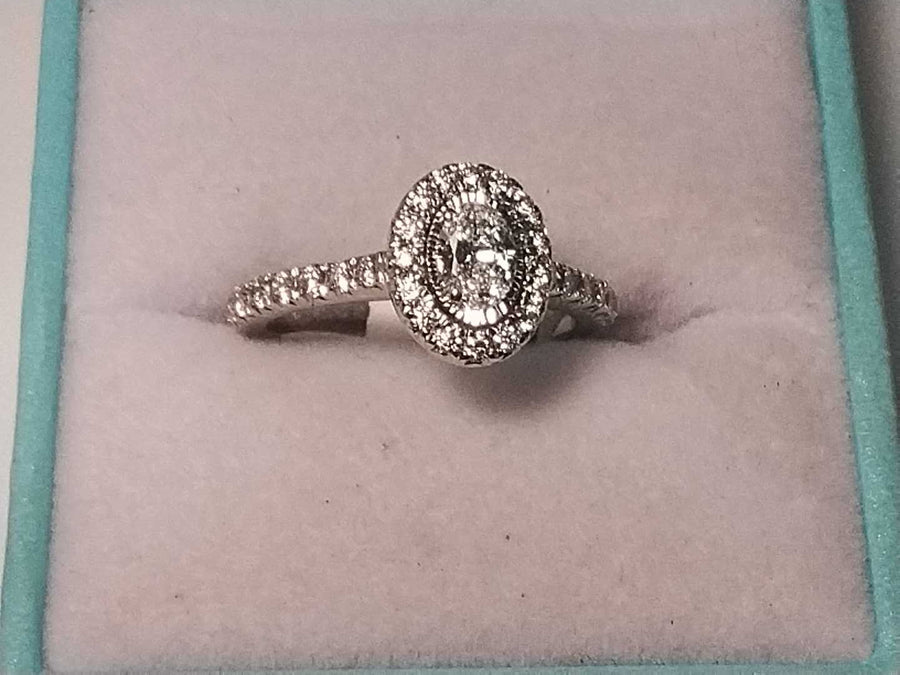 Ring - Engagement Set - White Gold 10k (.417) 3.6 grams Size 5.5