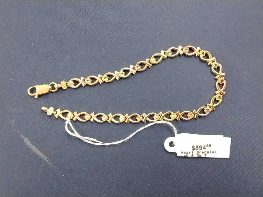 Bracelet - Tricolor Gold 14k (.585) 6.3 grams 7 inch