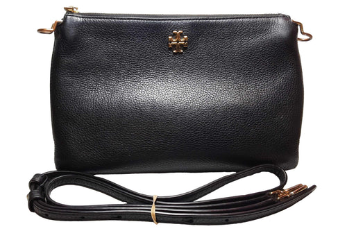 Tory Burch Kira Crossbody Black Pebbled Leather Crossbody Black Purse / Handbag
