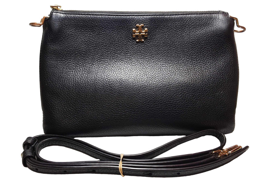 Tory Burch Kira Crossbody Black Pebbled Leather Crossbody Black Purse / Handbag
