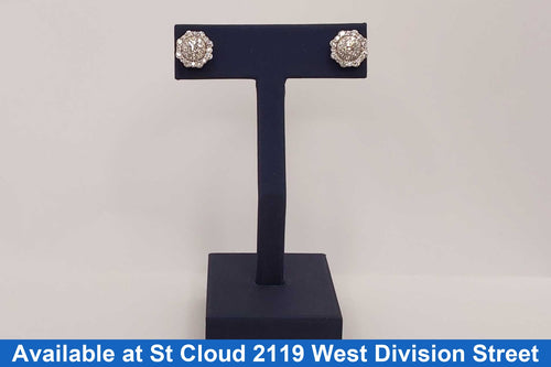 Double Stud Earring - White Gold 14k (.585) 3.46 grams