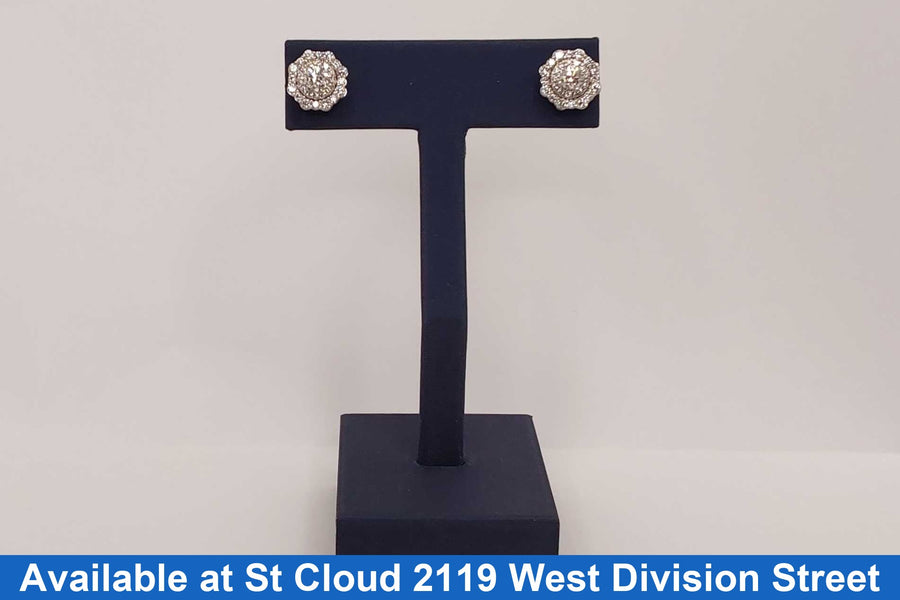 Double Stud Earring - White Gold 14k (.585) 3.46 grams