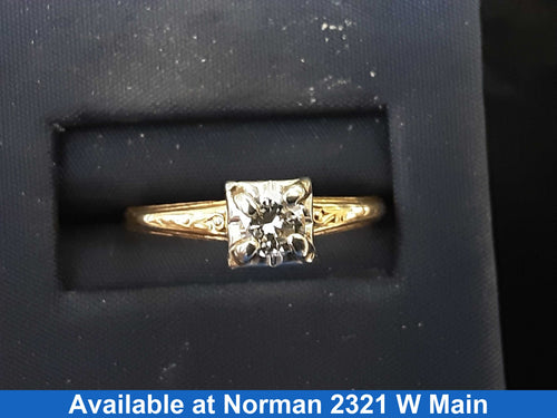 Women's Ring - Solitaire - Yellow Gold 14k (.585) 2.3 grams Size 8.5