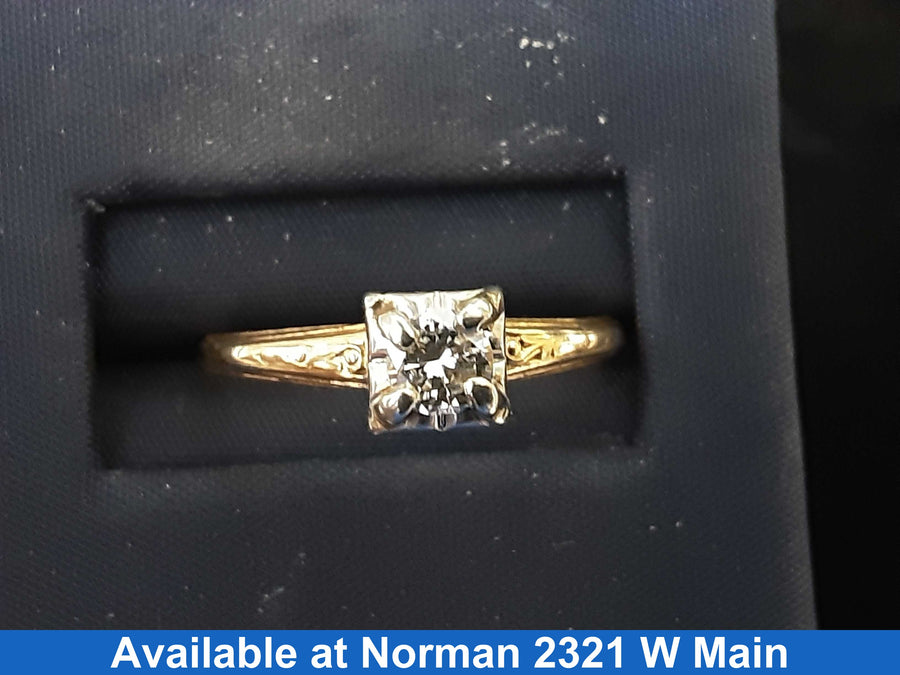 Women's Ring - Solitaire - Yellow Gold 14k (.585) 2.3 grams Size 8.5