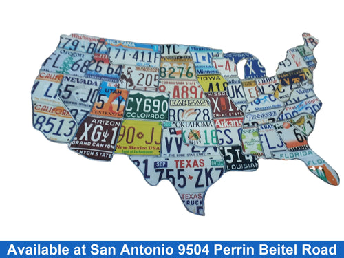 Us Map License Plate Map Multi-color Painting / Picture / Mirror