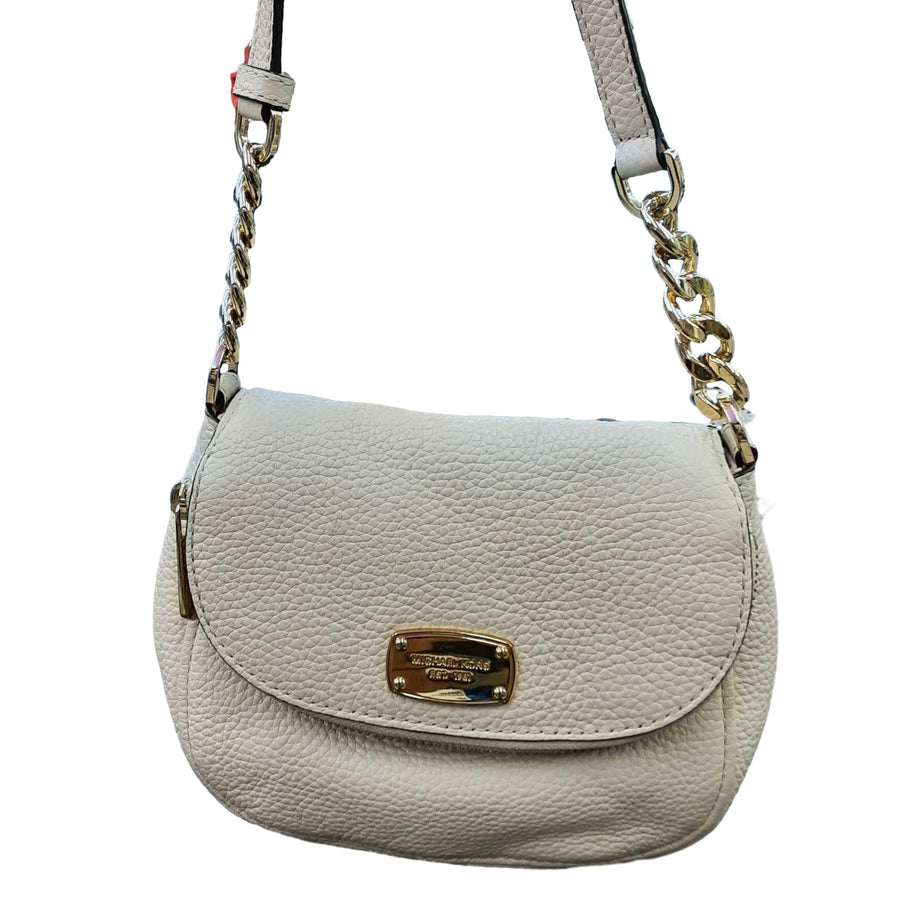 Michael Kors Bedford Pebbled Leather Crossbody White Purse / Handbag