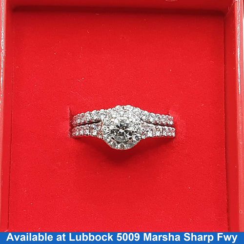 Ring - Wedding Set - White Gold 14k (.585) 6.3 grams Size 7