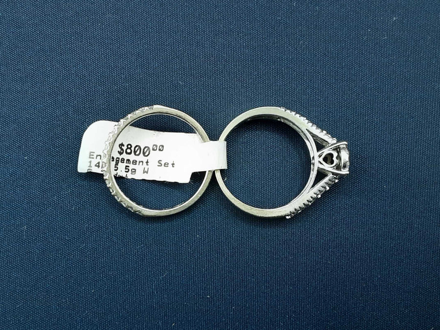 Ring - Engagement Set - White Gold 14k (.585) 5.5 grams Size 7.5