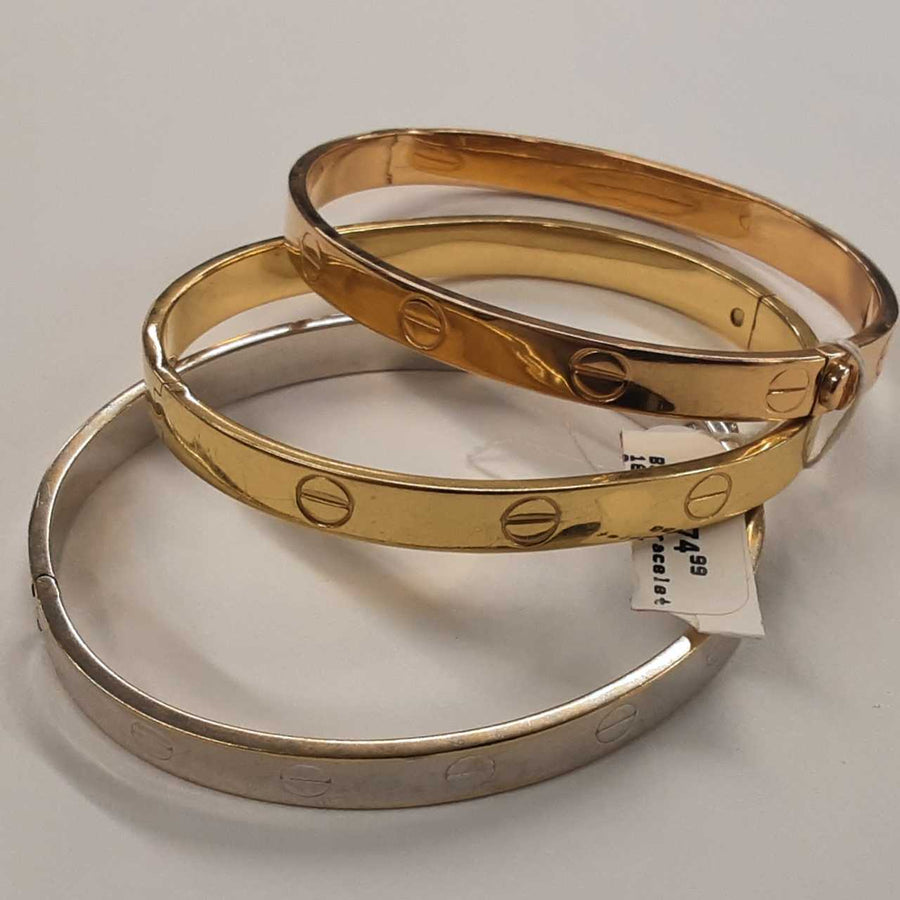 Bangle Bracelet - Tricolor Gold 18k (.750) 30.9 grams 4 inch