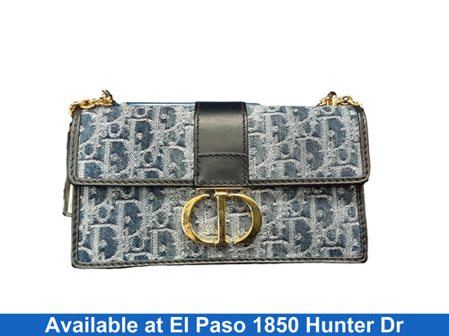 Christian Dior 30 Montaigne East West Bag With Denim Blue Purse / Handbag