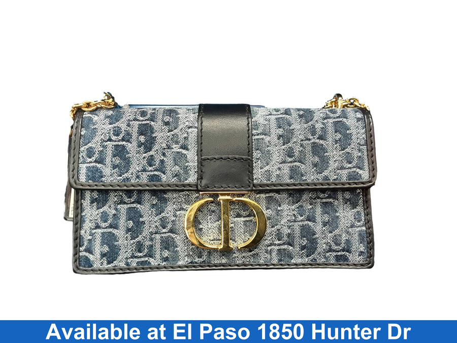 Christian Dior 30 Montaigne East West Bag With Denim Blue Purse / Handbag