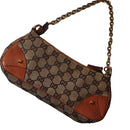 Gucci 120940 Studded Canvas Pochette Brown Purse / Handbag