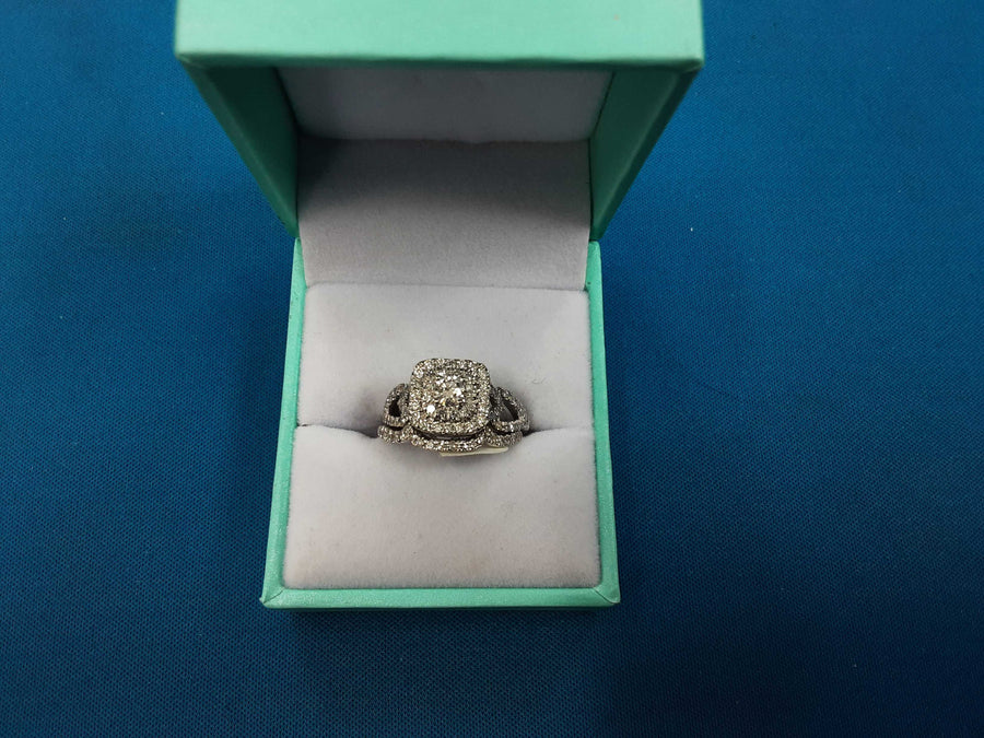 Ring - Wedding Set - White Gold 14k (.585) 4.6 grams Size 20