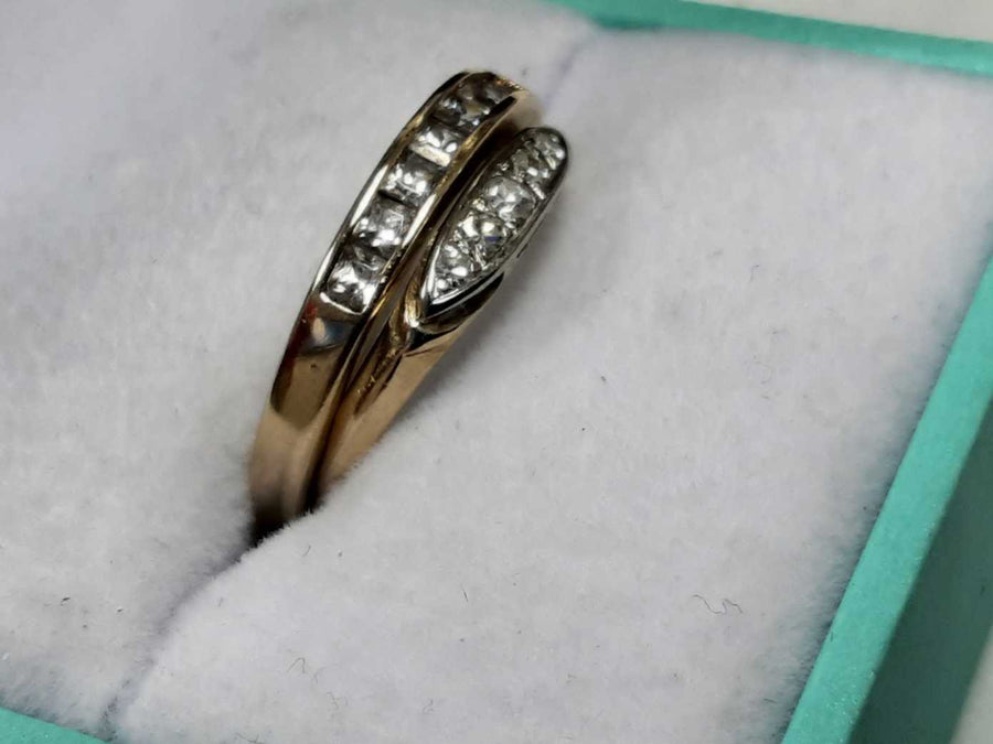 Ring - Wedding Set - Yellow Gold 14k (.585) 3.3 grams Size 6