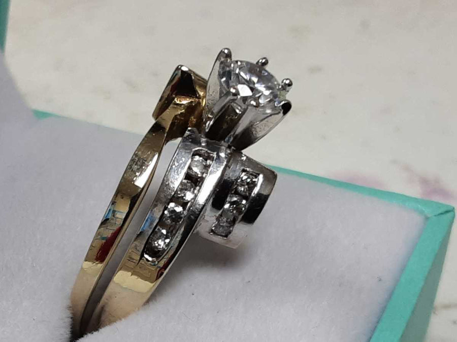 Ring - Engagement Set - Yellow Gold 10k (.417) 7.9 grams Size 9.5