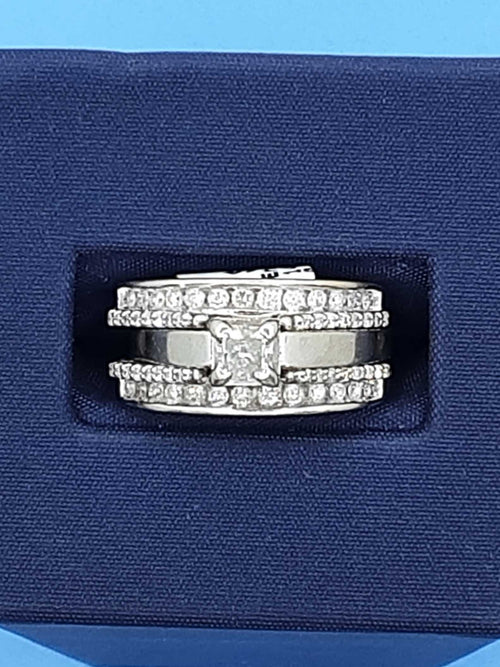 Ring - Engagement Set - White Gold 14k (.585) 9 grams Size 6
