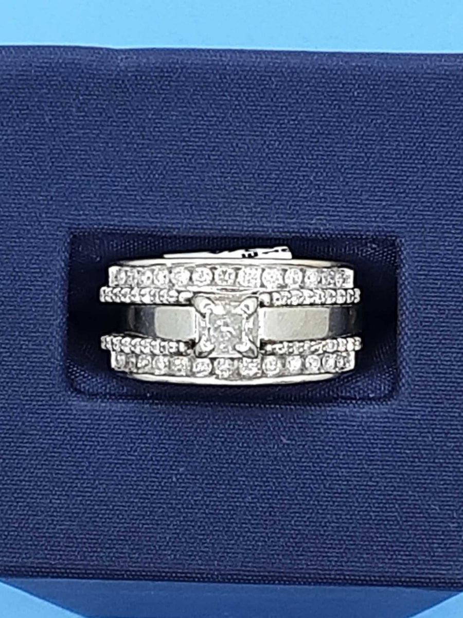 Ring - Engagement Set - White Gold 14k (.585) 9 grams Size 6