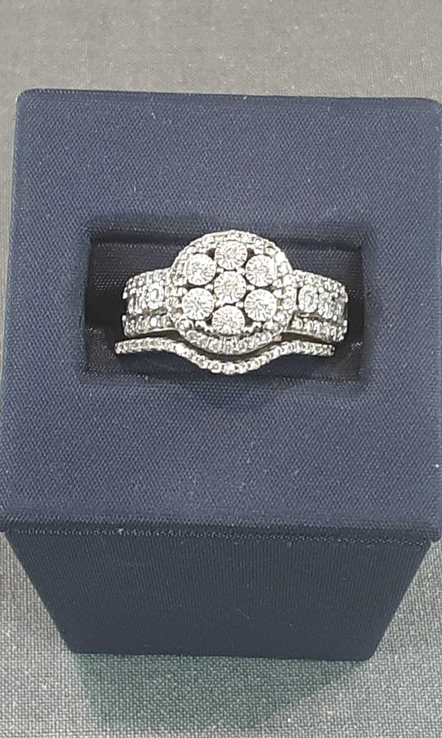Ring - Engagement Set - White Gold 14k (.585) 9 grams Size 6.5