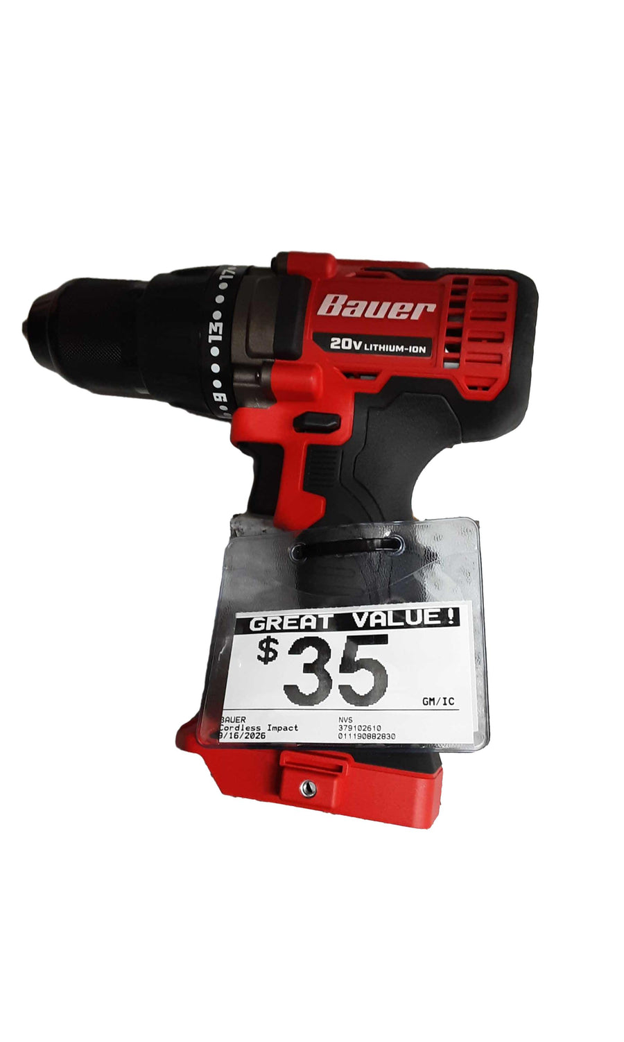 Bauer Red Cordless Impact Drill