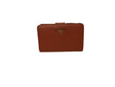 Prada Saffiano Metal Leather French Wallet Orange Wallet