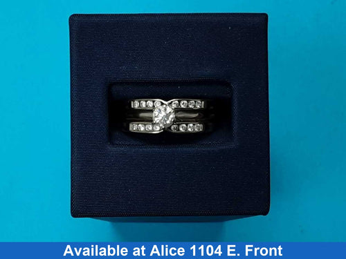 Ring - Wedding Set - White Gold 14k (.585) 5.6 grams Size 7.5