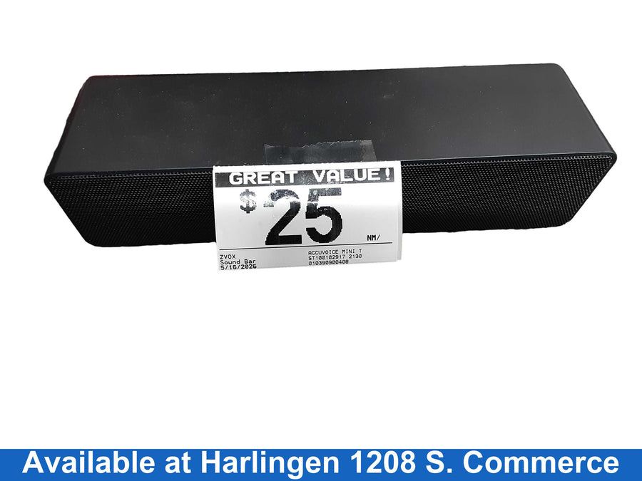 Zvox Accuvoice Mini Tv Speaker Black Home Sound Bar Speaker
