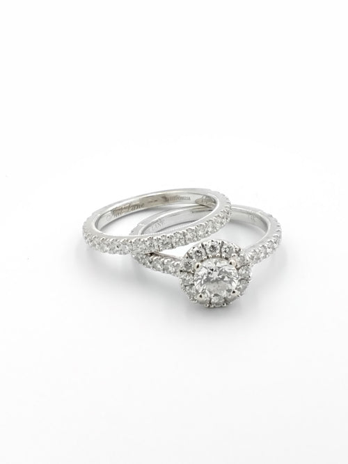 Ring - Wedding Set - White Gold 14k (.585) 6.3 grams Size 7