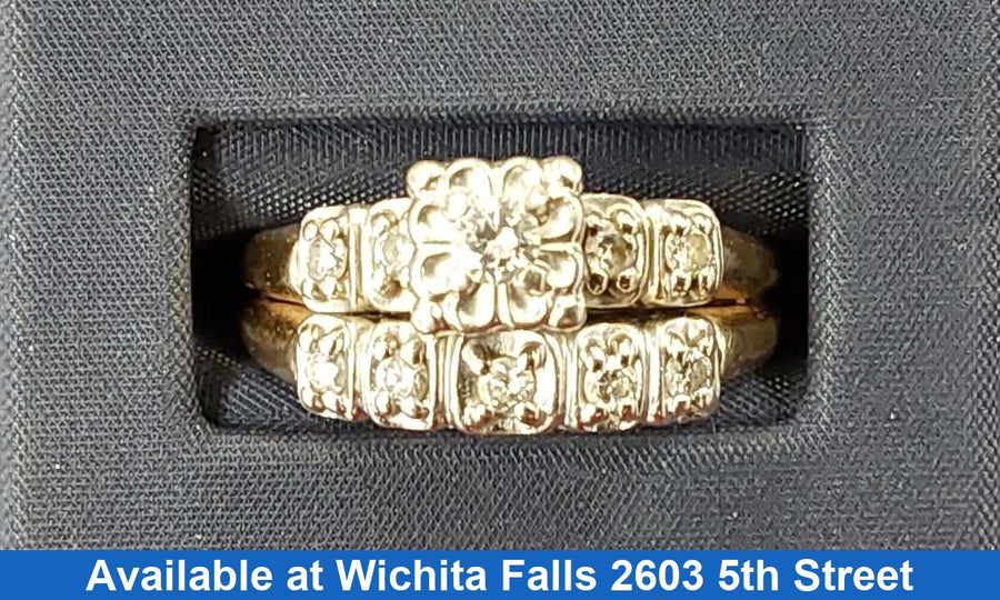 Ring - Wedding Set - Yellow Gold 10k (.417) 6 grams Size 11.5