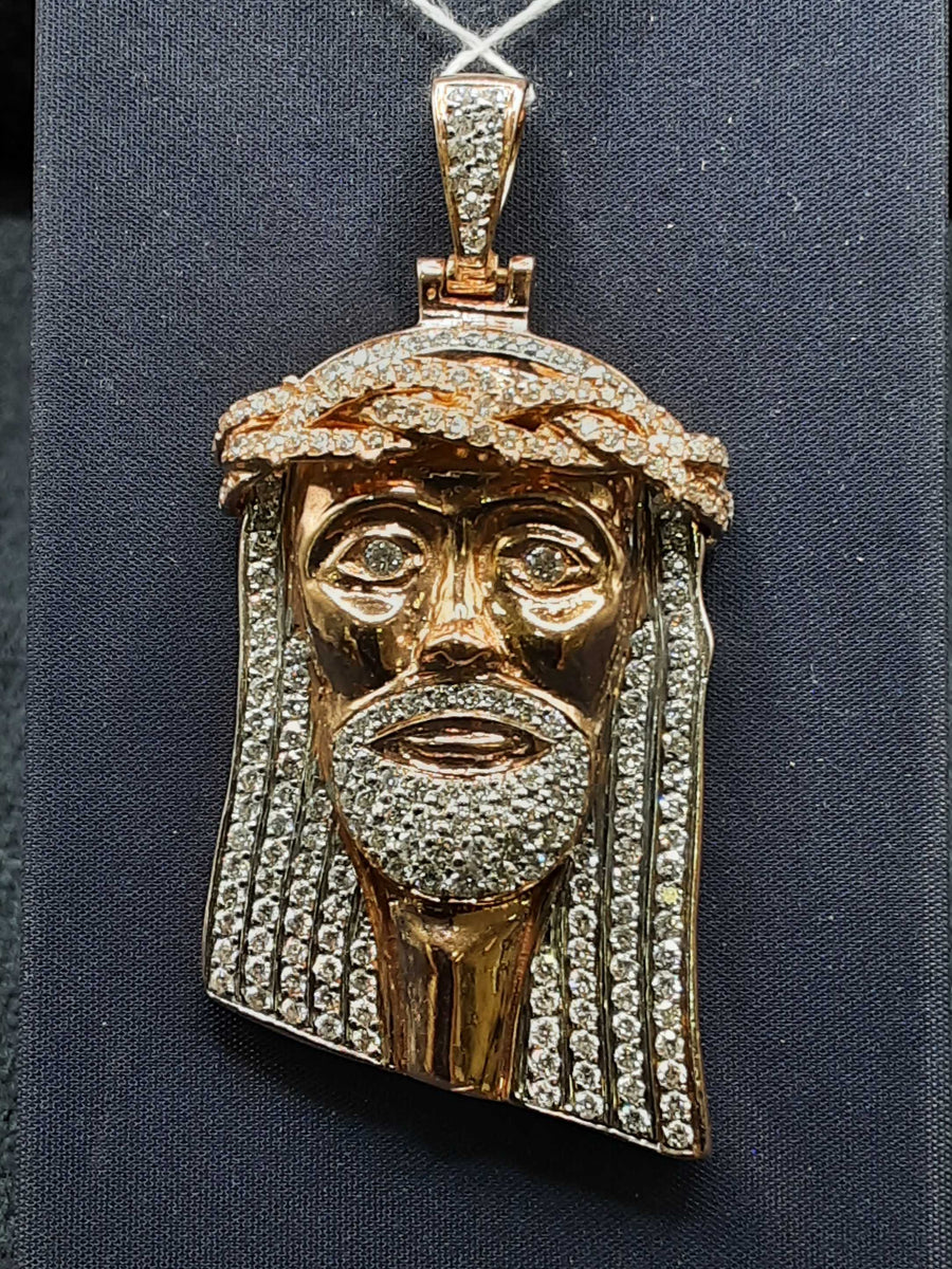 Rose Gold Jesus Face Pendant