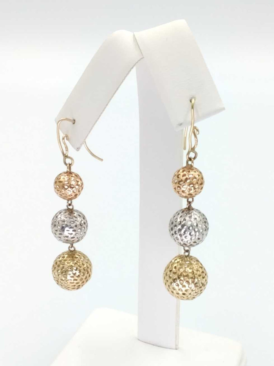 Gold Ball Earrings - Tricolor Gold 10k (.417) 3.5 grams