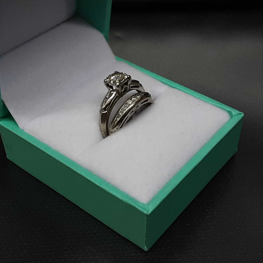 Ring - Engagement Set - White Gold 14k (.585) 3.7 grams Size 4.5