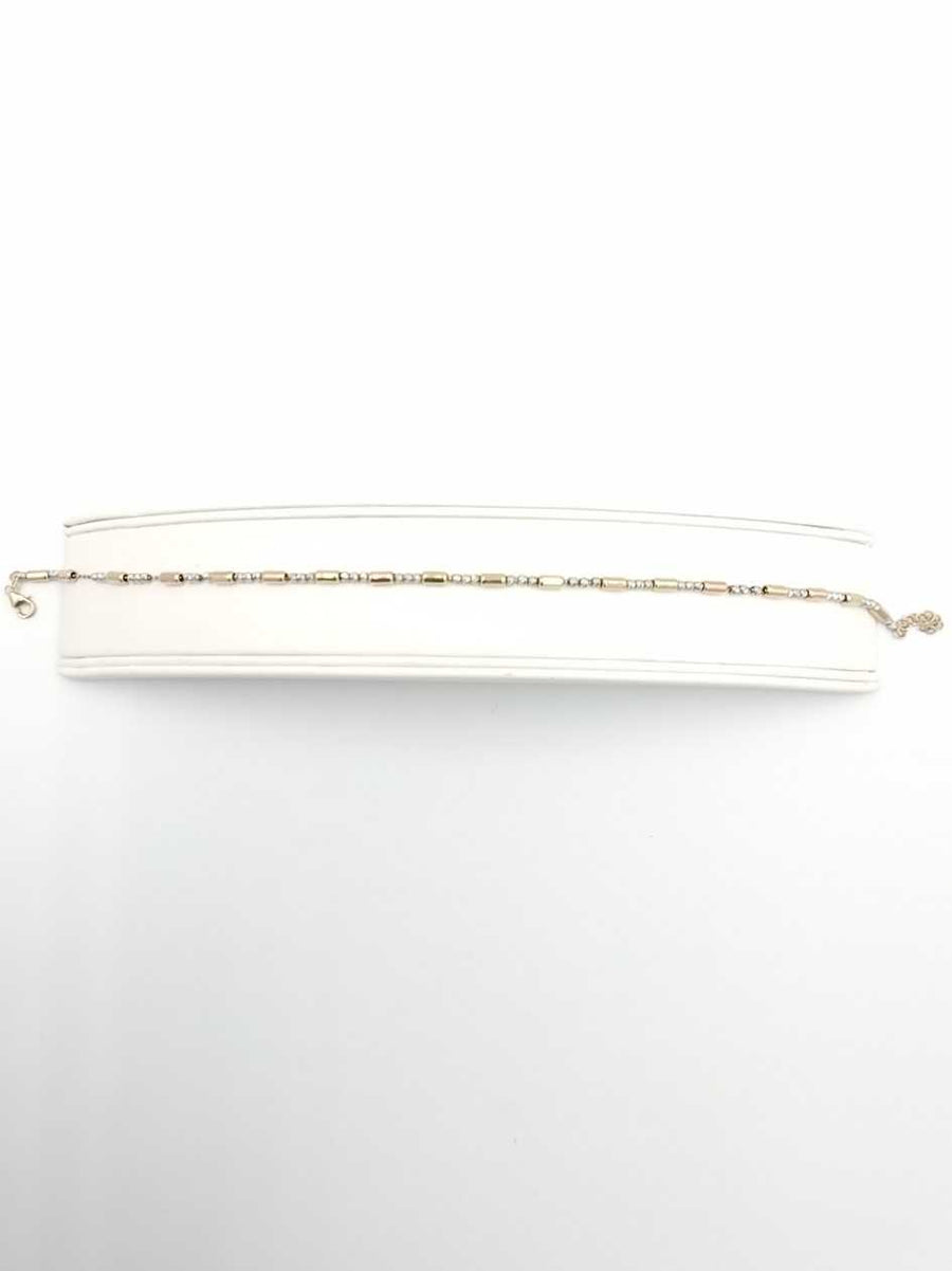 Bead Bracelet - Tricolor Gold 10k (.417) 4.9 grams 10 inch