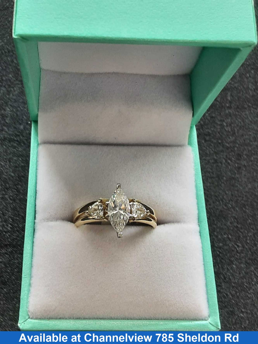 Ring - Engagement Set - Yellow Gold 14k (.585) 4 grams Size 8