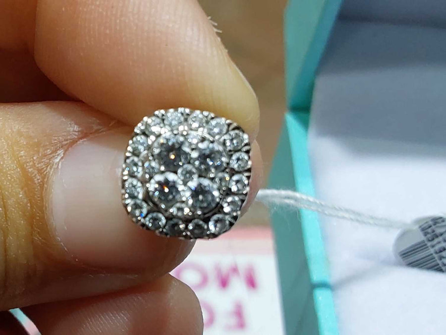 Double Stud Earring - White Gold 14k (.585) 1.9 grams