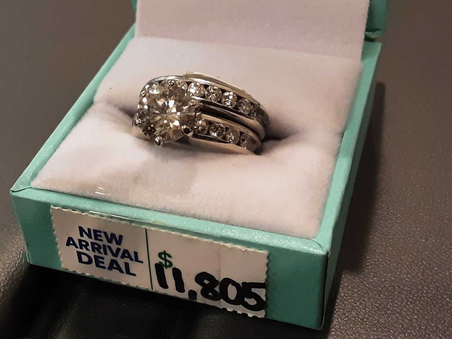 Ring - Engagement Set - White Gold 14k (.585) 11.2 grams Size 6
