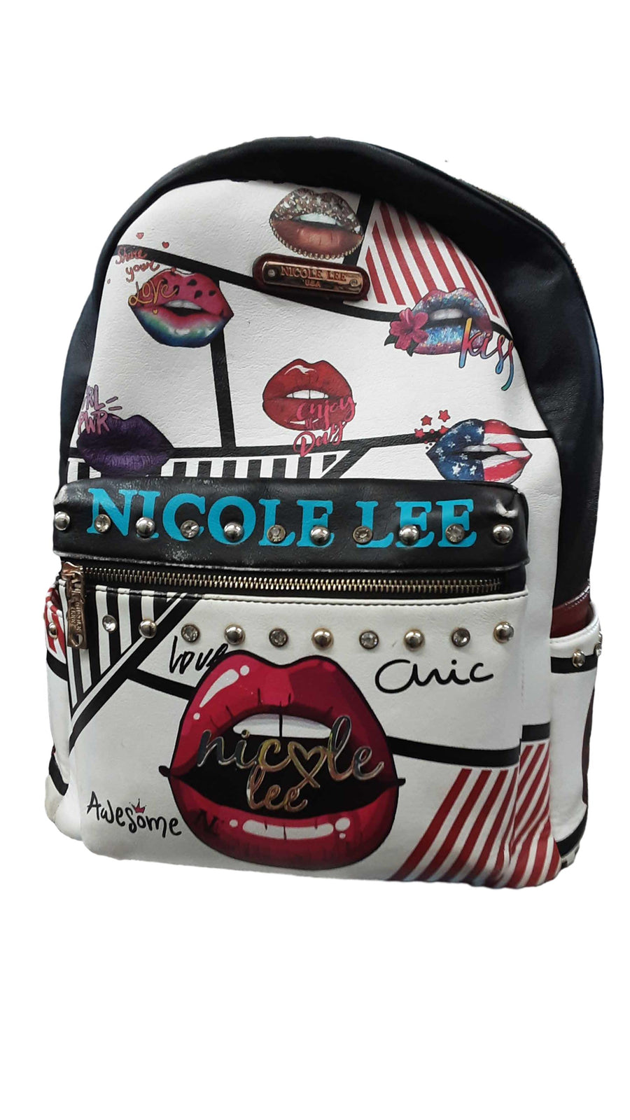 Nicole Lee Kisses White Backpack / Briefcase / Bag