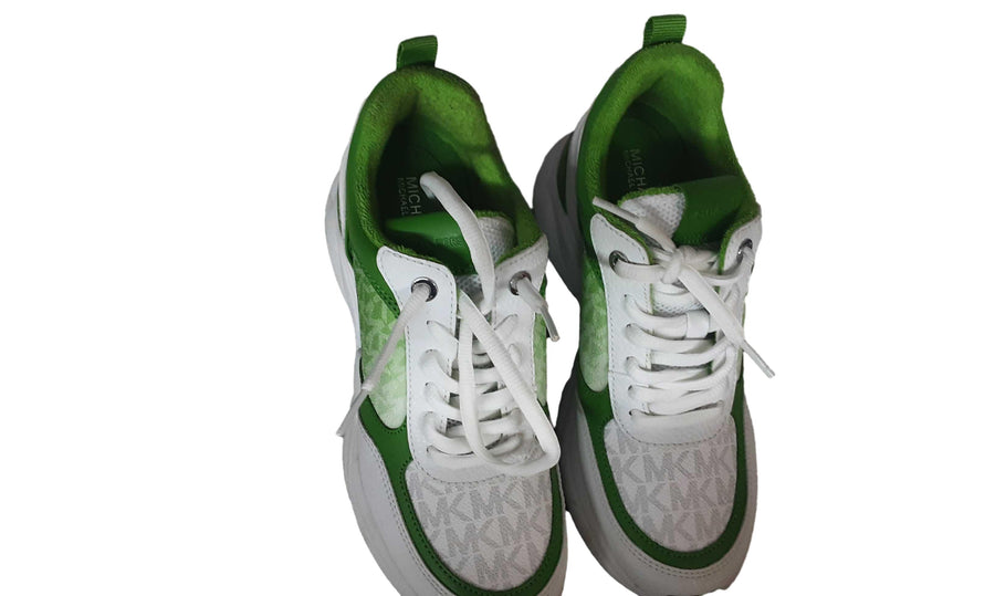 Michael Kors Katrina Sequined Mixed-media Trainers Green