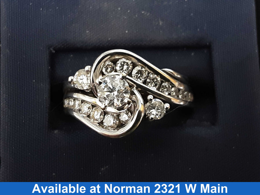 Ring - Wedding Set - White Gold 14k (.585) 7.4 grams Size 6.5