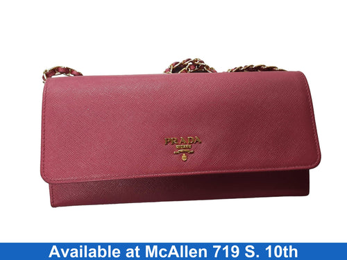Prada Saffiano Metal Portafolio Tracolla Pink Purse / Handbag