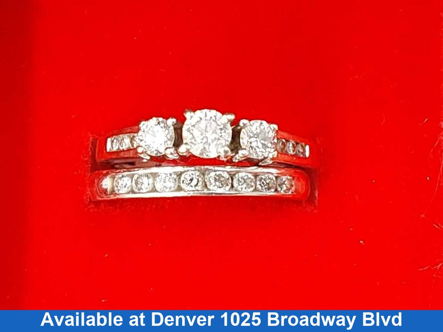Ring - Engagement Set - White Gold 14k (.585) 4.8 grams Size 6.5