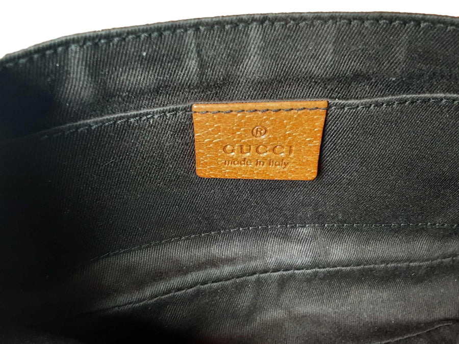 Gucci 120940 Studded Canvas Pochette Brown Purse / Handbag