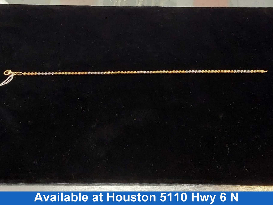 Bead Bracelet - Tricolor Gold 14k (.585) 6.1 grams 8 inch