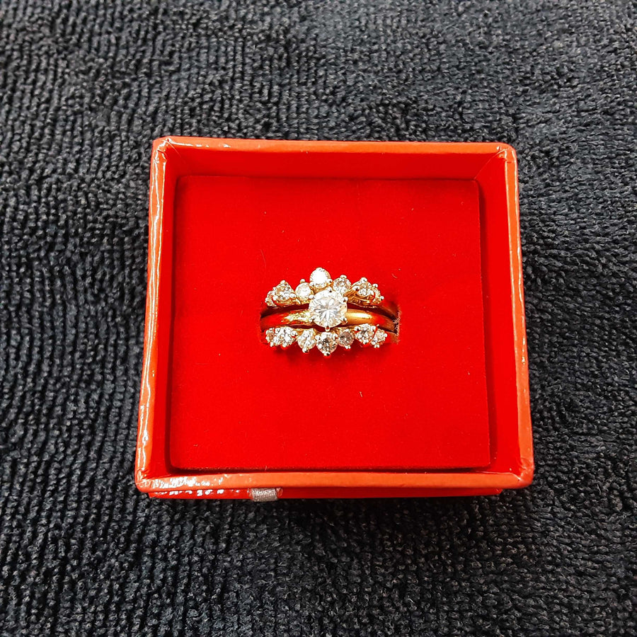 Ring - Wedding Set - Yellow Gold 14k (.585) 7.6 grams Size 8.5