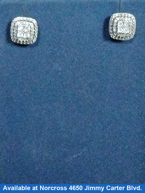 Double Stud Earrings - White Gold 14k (.585) 1.5 grams