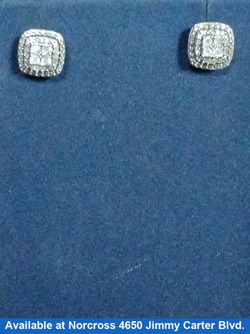 Double Stud Earrings - White Gold 14k (.585) 1.5 grams