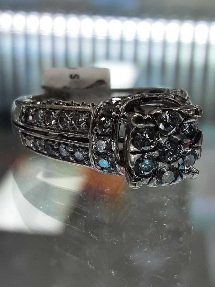 Ring - Wedding Set - White Gold 14k (.585) 7.8 grams Size 7