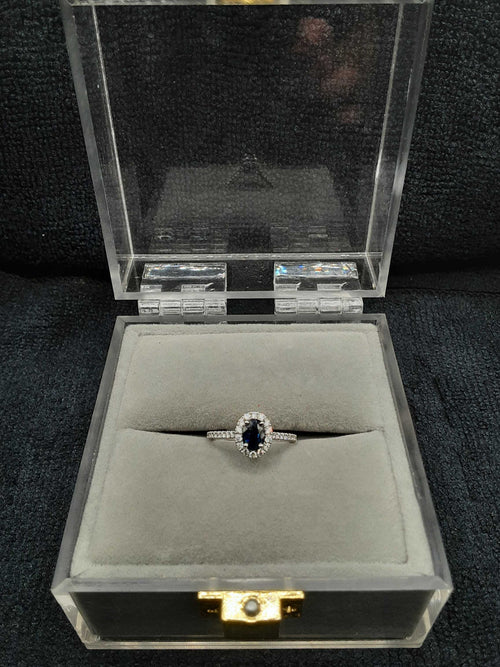 White Gold Woman's Ring With Blue Center Stone