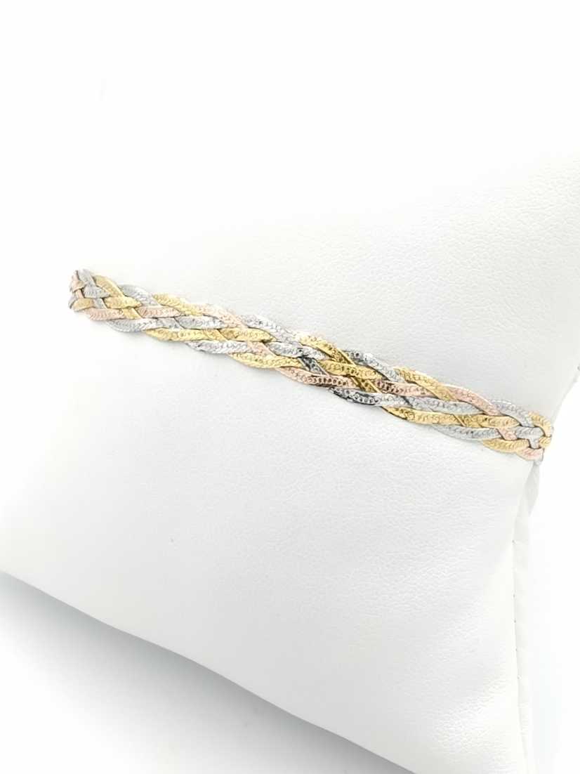 Woven Bracelet - Tricolor Gold 14k (.585) 6.4 grams 8 inch